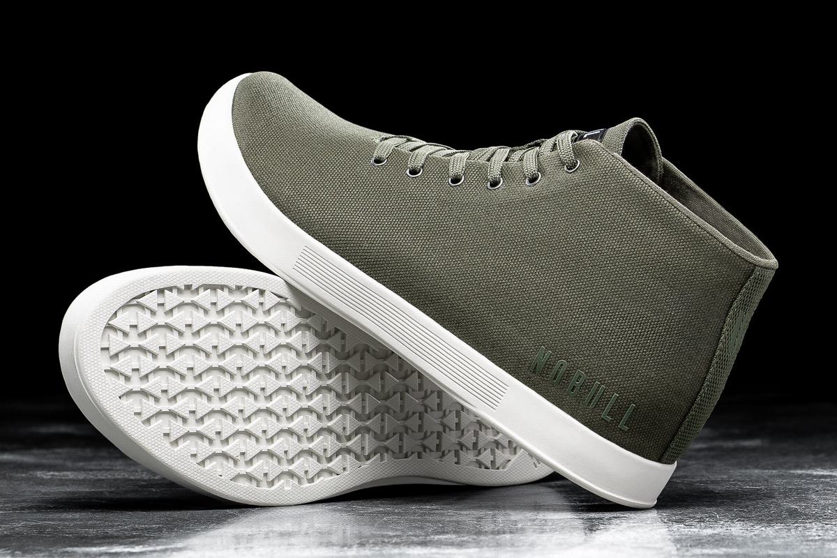 Nobull Canvas Mid Men's Trainers Dark Green White | Australia (RY2681)